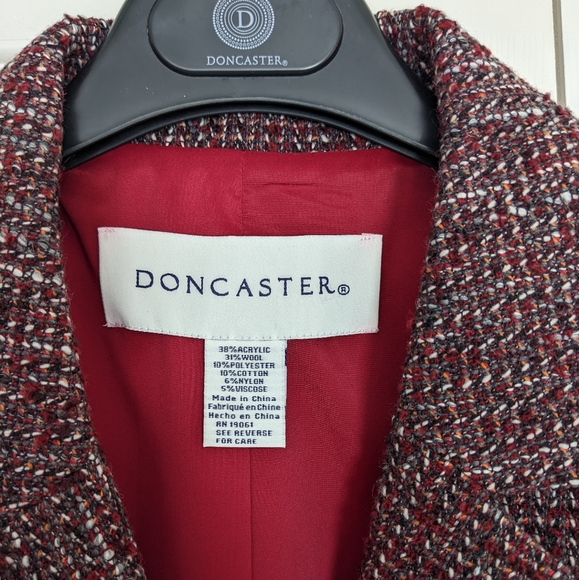 Doncaster tweed career blazer jacket, burgundy, size 10 - Picture 9 of 16